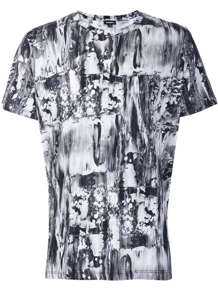 Diesel Printed T-shirt, Men's, Size: Xl, White, Cotton