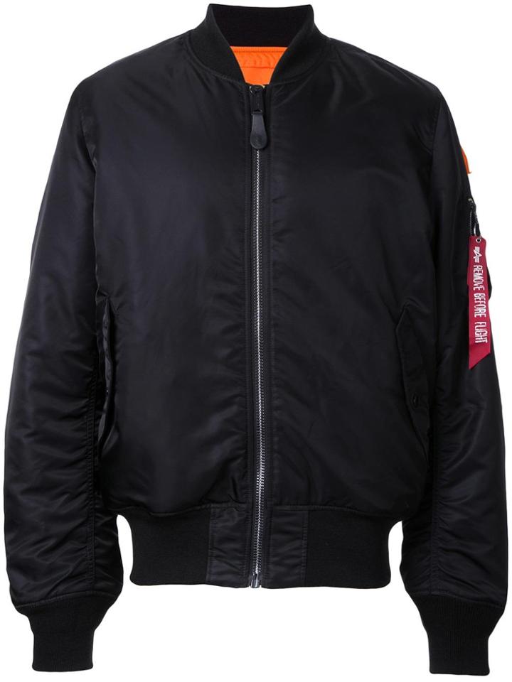 Alpha Industries Ruched-sleeve Bomber Jacket - Black