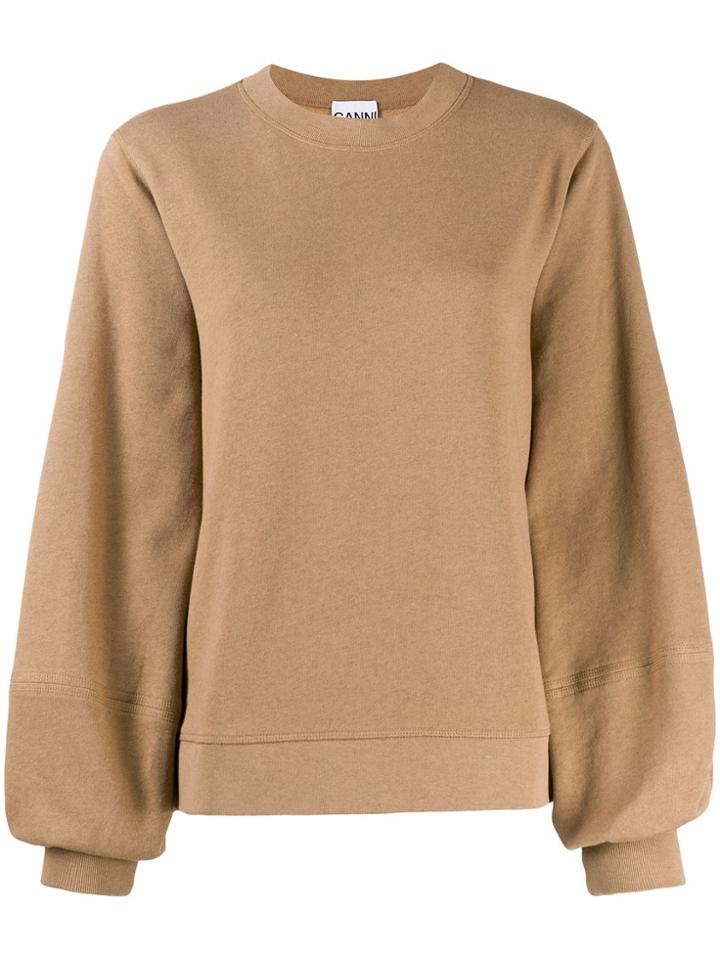 Ganni Balloon Sleeve Sweatshirt - Brown