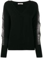 D.exterior Metallic Sleeve Sweater - Black