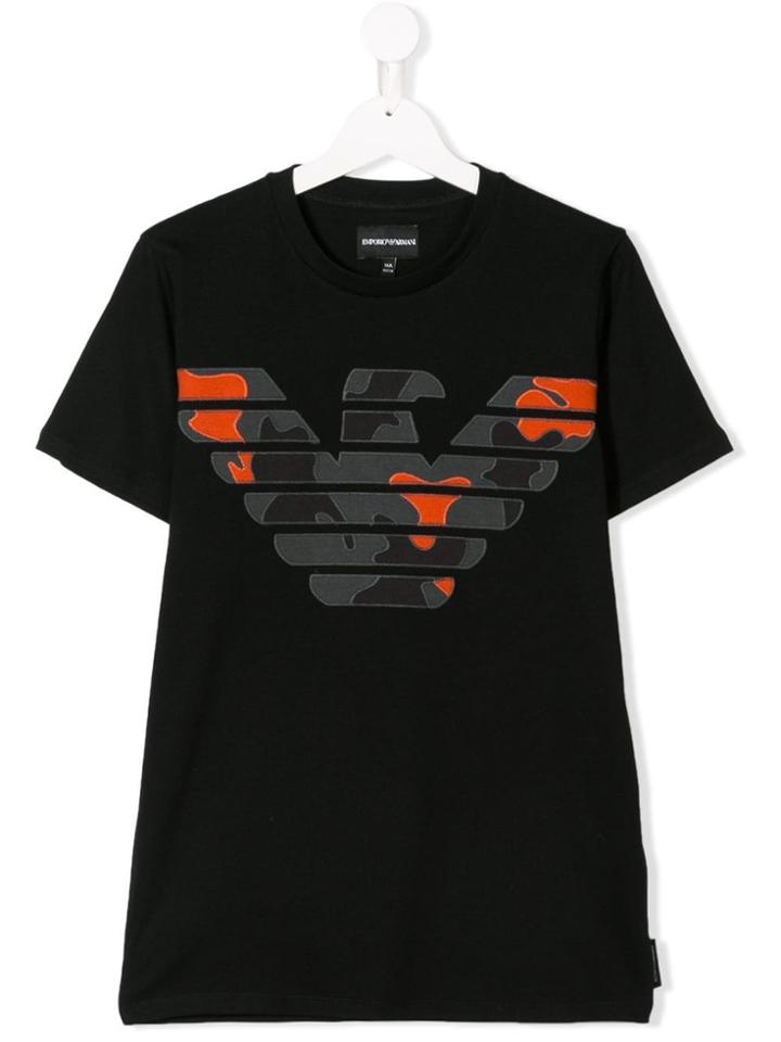 Emporio Armani Kids Teen Embroidered Logo T-shirt - Black