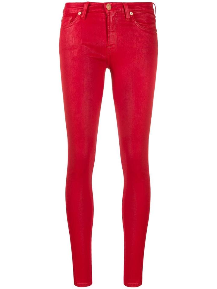 7 For All Mankind Coated Skinny Jeans - Red