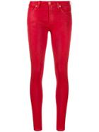 7 For All Mankind Coated Skinny Jeans - Red