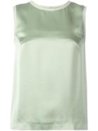 Maison Margiela Contrast Trim Tank Top, Women's, Size: 44, Green, Silk/nylon/acetate/viscose