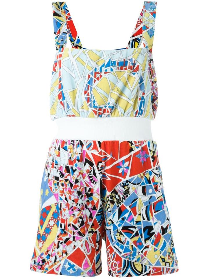 Emilio Pucci Stained Glass Print Playsuit, Women's, Size: 40, Cotton/polyamide