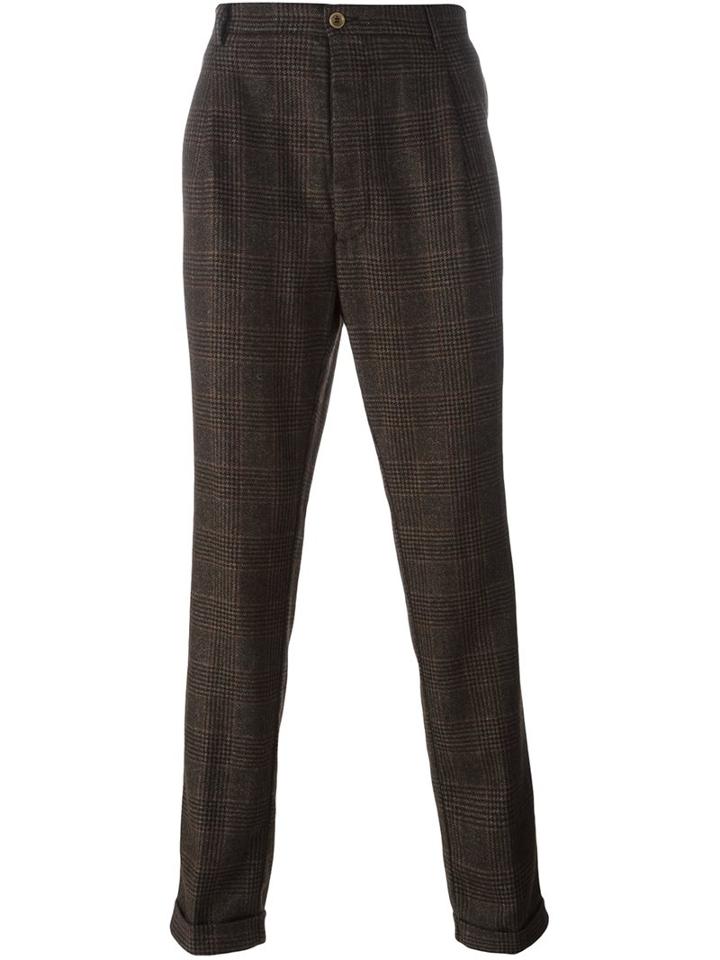 Etro 'manhattan' Trousers, Men's, Size: 52, Brown, Polyamide/wool