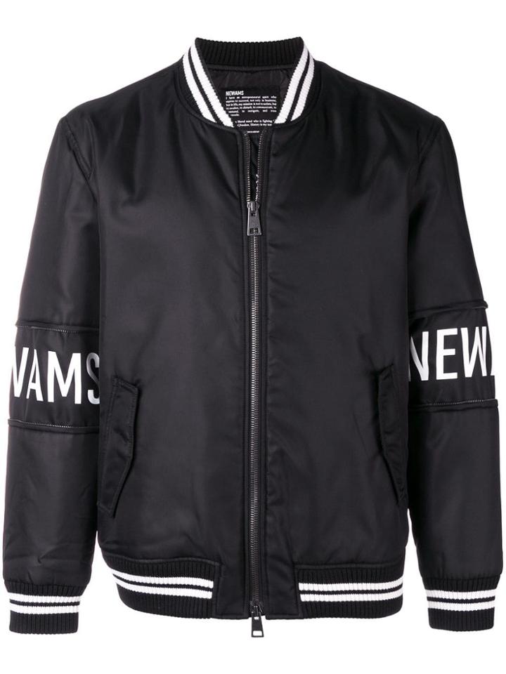 Newams Zip Detail Bomber Jacket - Black