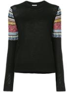 Saint Laurent Jacquard Sleeve Sweater - Black