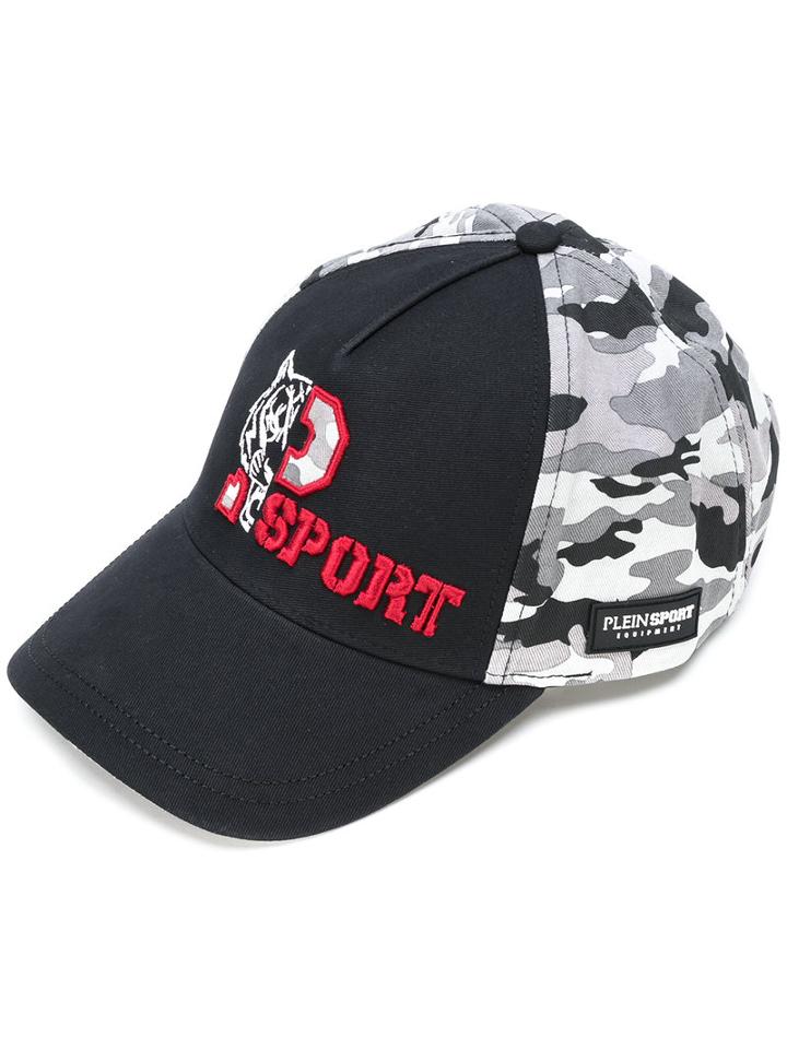 Plein Sport - Embroidered Logo Camouflage Cap - Men - Cotton - One Size, Black, Cotton