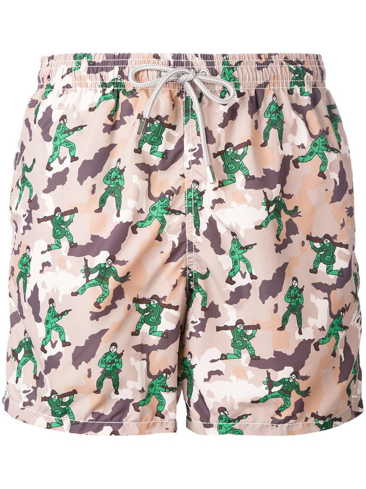Mc2 Saint Barth - Military Print Swim Shorts - Men - Polyamide/polyester/spandex/elastane - M, Nude/neutrals, Polyamide/polyester/spandex/elastane
