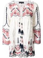 Hemant And Nandita Flared Embroidered Blouse - White
