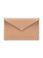 Valentino Beige Rockstud Leather Envelope Clutch - Nude & Neutrals