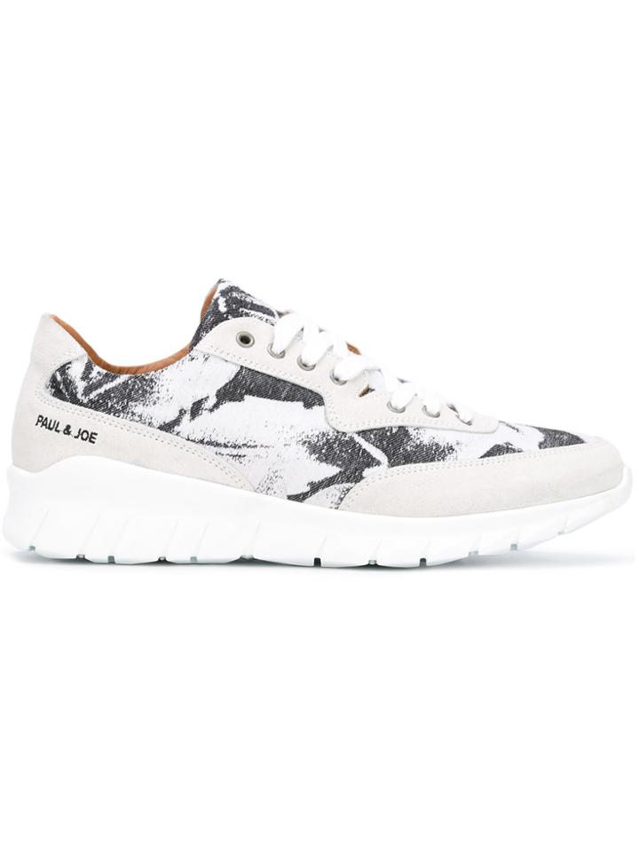 Paul & Joe Printed Lace-up Sneakers - White