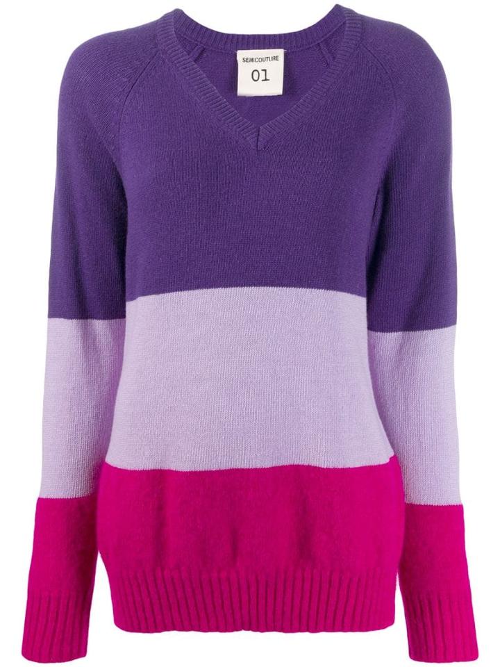 Semicouture Oversized Panelled Jumper - Purple