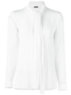 Versace Tied Ribbon Blouse, Women's, Size: 44, White, Silk