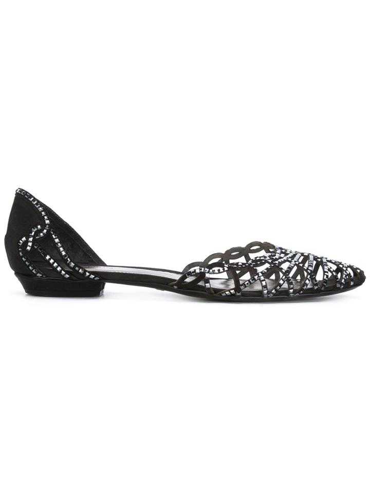 Giorgio Armani Vintage Embellished Cut Out Ballerina Flats -