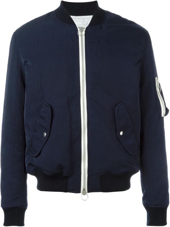 Soulland 'thomasson' Bomber Jacket, Men's, Size: Large, Blue, Nylon/viscose/wool/polyacrylic