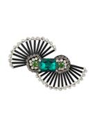 Rochas Crystal Embellished Brooch - Black