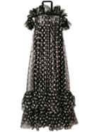 Giambattista Valli Long Ruffle Tulle Dress - Black