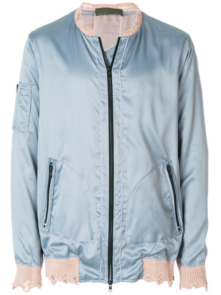 Di Liborio Lightweight Distressed Bomber Jacket - Blue