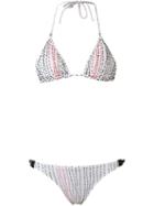Amir Slama Embroidered Triangle Bikini Set, Women's, Size: Gg, White, Elastodiene
