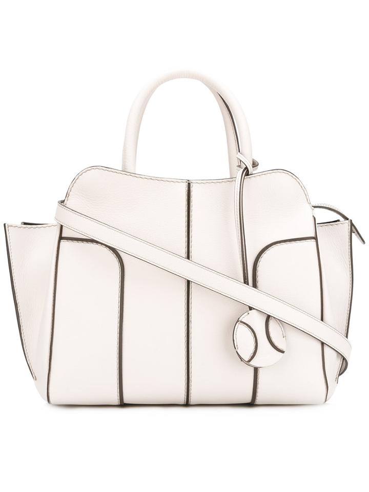 Tod's Detachable Strap Tote, Women's, White, Leather/suede