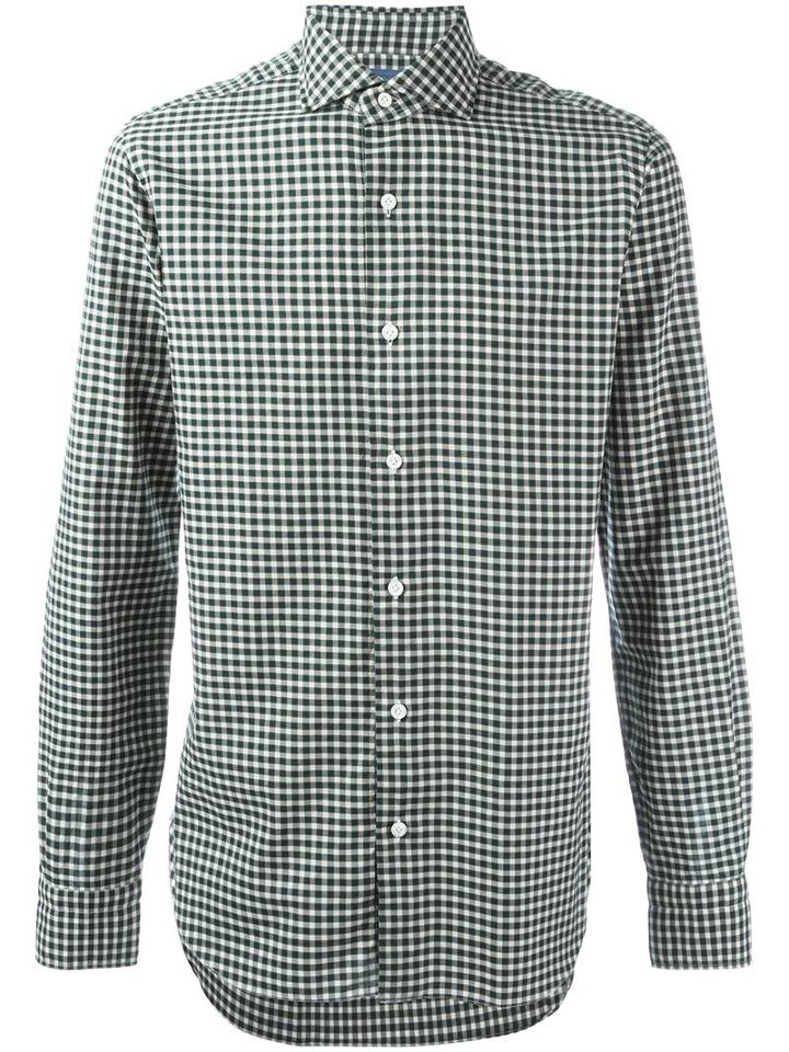 Barba Checked Shirt, Men's, Size: 39, Green, Cotton
