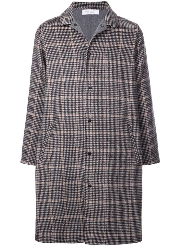 John Elliott Checked Single-breasted Coat - Black