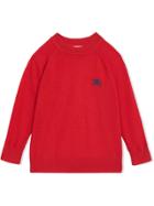 Burberry Kids Crew Neck Cashmere Sweater - Red