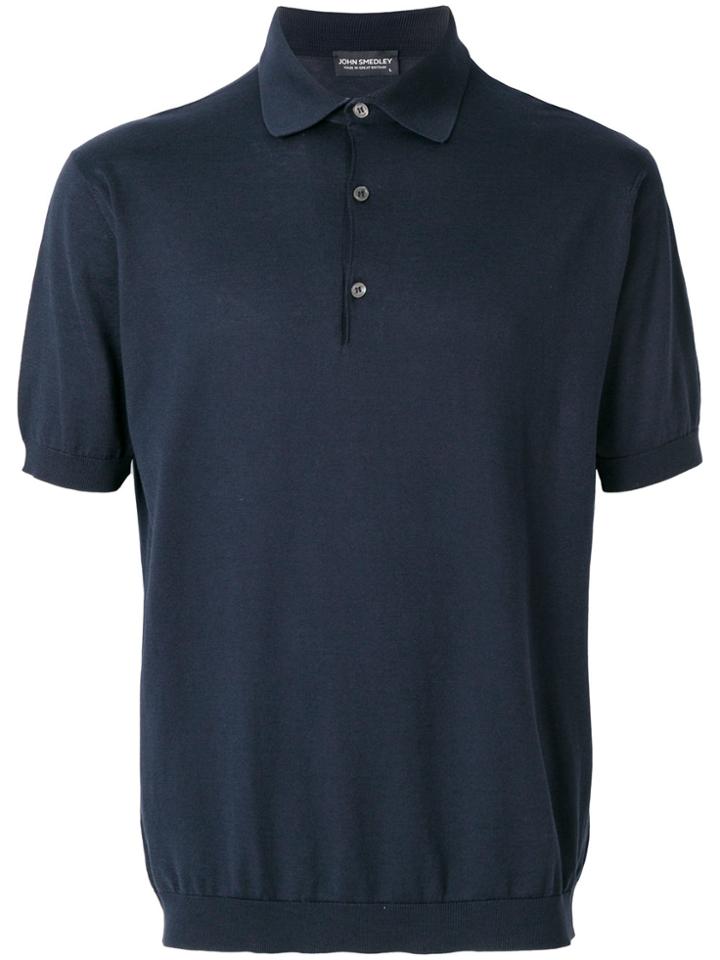 John Smedley Shortsleeved Polo Shirts - Blue