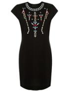 Talie Nk Embroidered Dress, Women's, Size: Medium, Black, Cotton