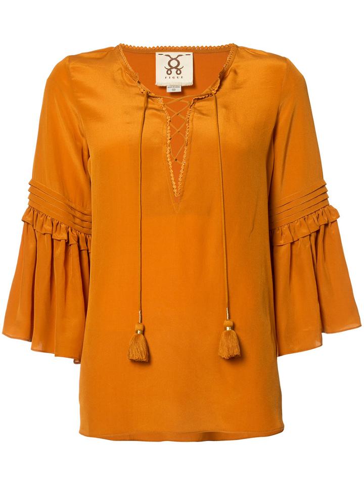 Figue Poet Blouse, Women's, Size: Small, Yellow/orange, Silk