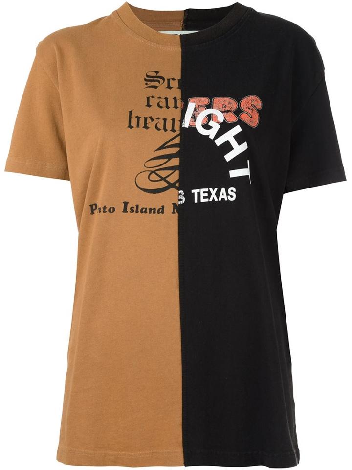 Off-white Panelled T-shirt, Women's, Size: Large, Brown, Cotton
