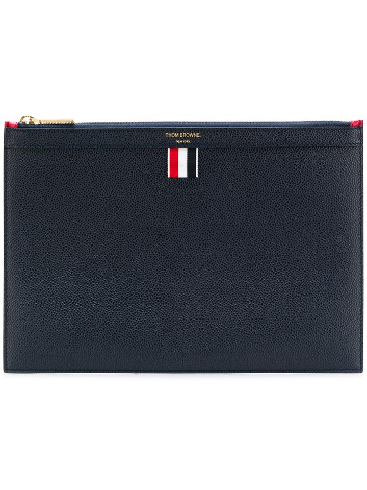 Thom Browne Bi-colour Small Zipper Tablet Holder In Pebble Grain -