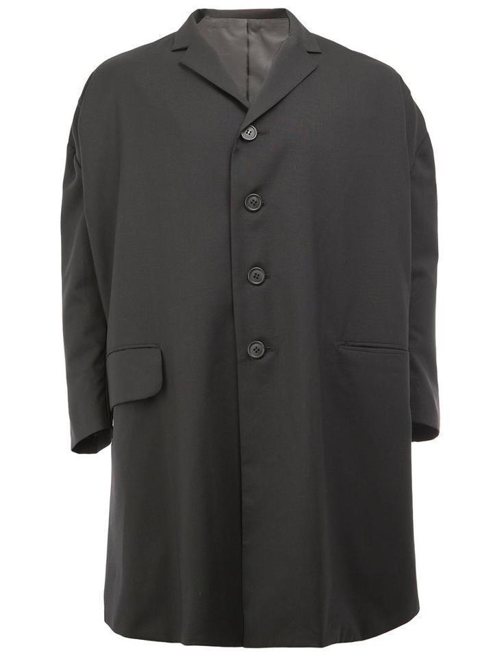 Christopher Nemeth Boxy Mid Coat, Men's, Size: Large, Black, Polyester/cupro/wool