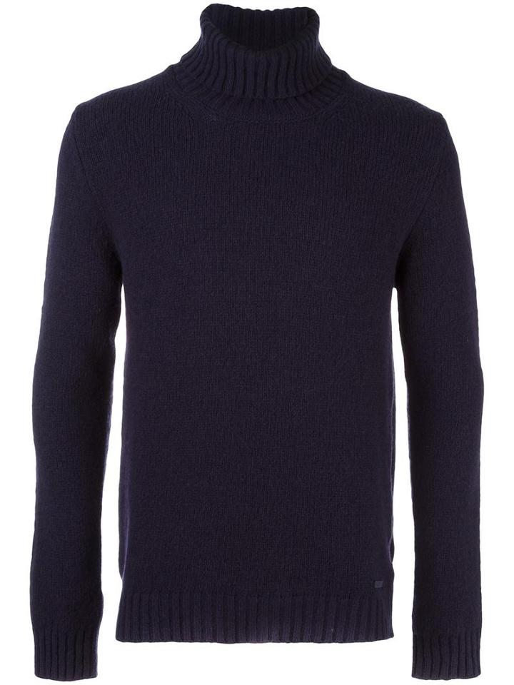 Woolrich Roll Neck Long Sleeve Sweater, Men's, Size: Large, Blue, Wool/polyamide