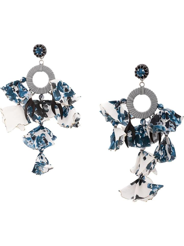 Ranjana Khan Printed Appliquéd Earrings - Blue
