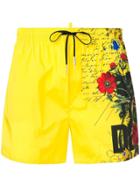 Dsquared2 Floral Print Swim Shorts - Yellow