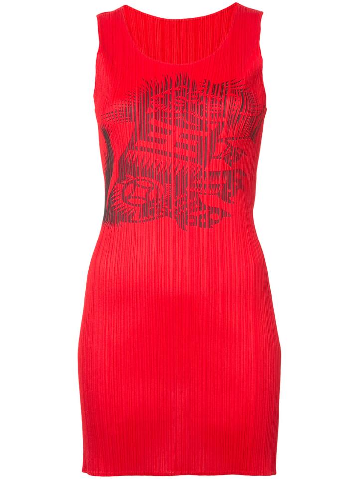 Issey Miyake Vintage Chinese Print Dress - Red