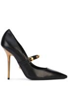 Versace Medusa Strap Gold Heel Pumps - Black