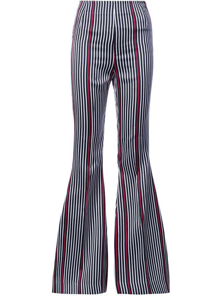 Semsem Flared Striped Trousers - Black