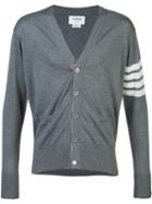 Thom Browne Striped Detail Cardigan, Men's, Size: 2, Grey, Wool
