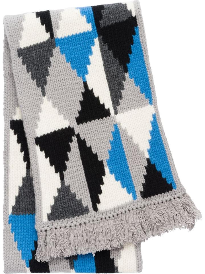Prada Graphic Print Scarf - Blue
