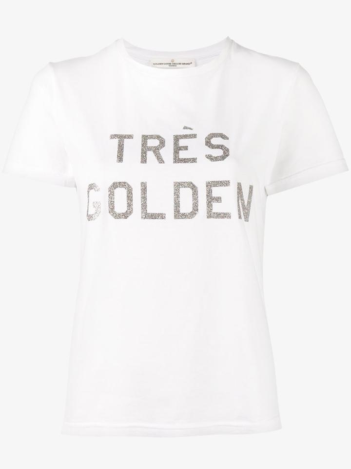 Golden Goose Deluxe Brand - Tres Golden Print T-shirt - Women - Cotton - S, White, Cotton