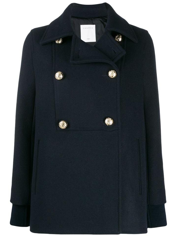 Sandro Paris Faneli Reefer Coat - Blue