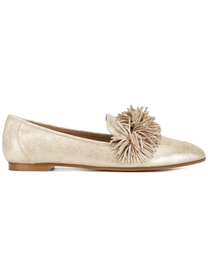 Aquazzura Gold Wild Leather Loafers - Metallic