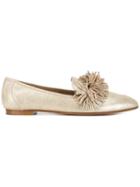 Aquazzura Gold Wild Leather Loafers - Metallic