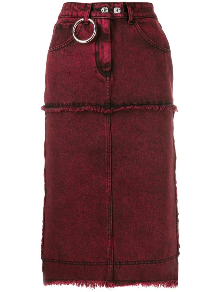 Brognano Stitched Panels Denim Skirt - Red