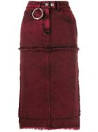 Brognano Stitched Panels Denim Skirt - Red