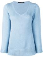 Incentive! Cashmere Scoop Neck Knitted Jumper - Blue